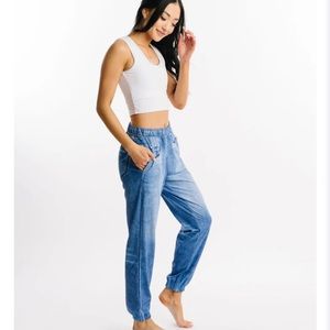 Zyia NWT XXS Distressed Denim Joggers